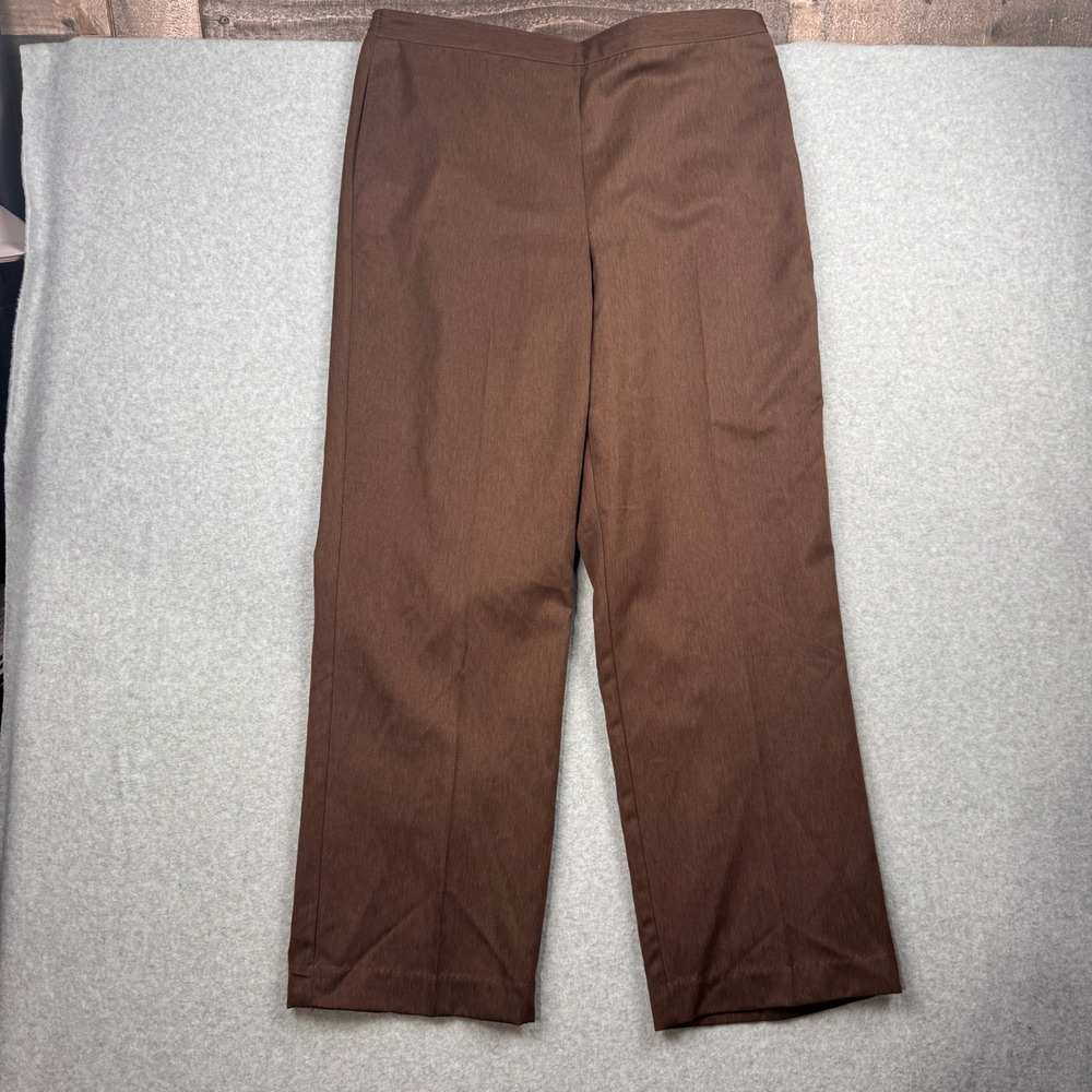 Alfred Dunner Pants Womens 16 Brown Pull On Straight Leg‎ Pockets Comfort
